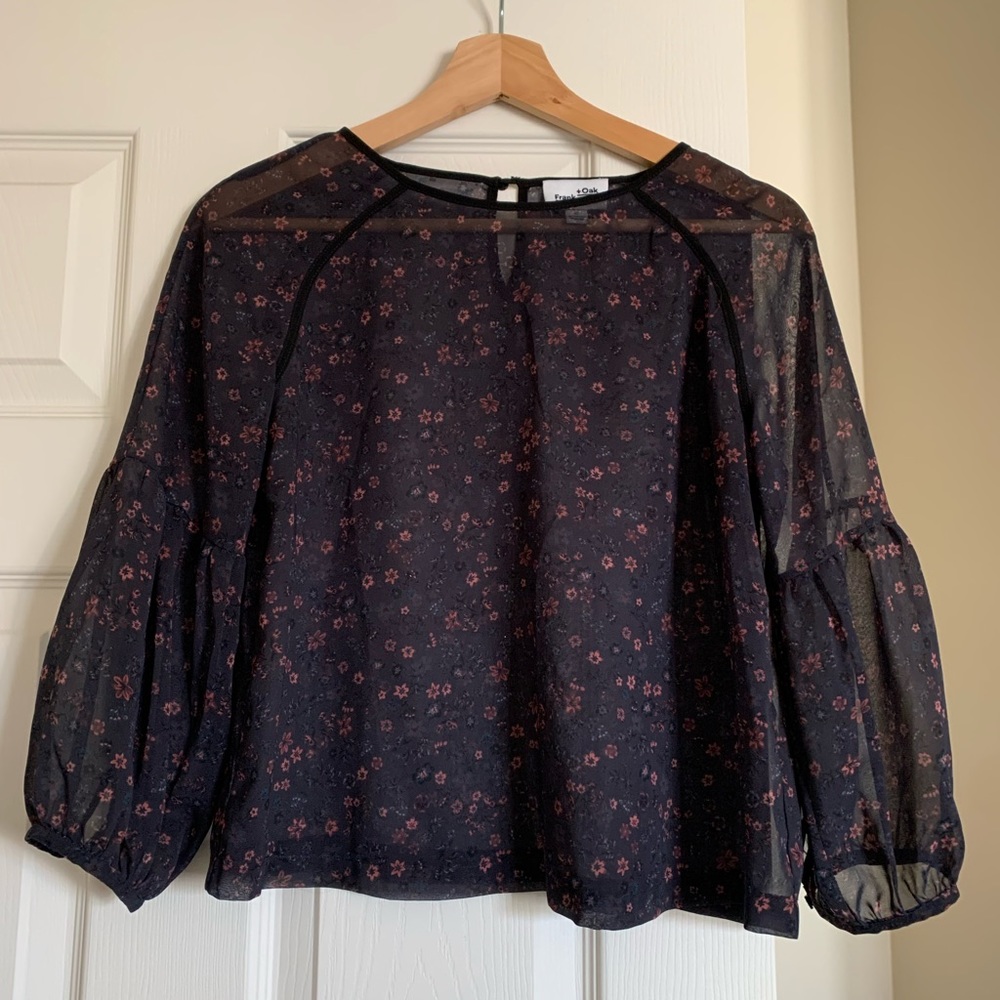 Frank and Oak Sheer Floral Blouse